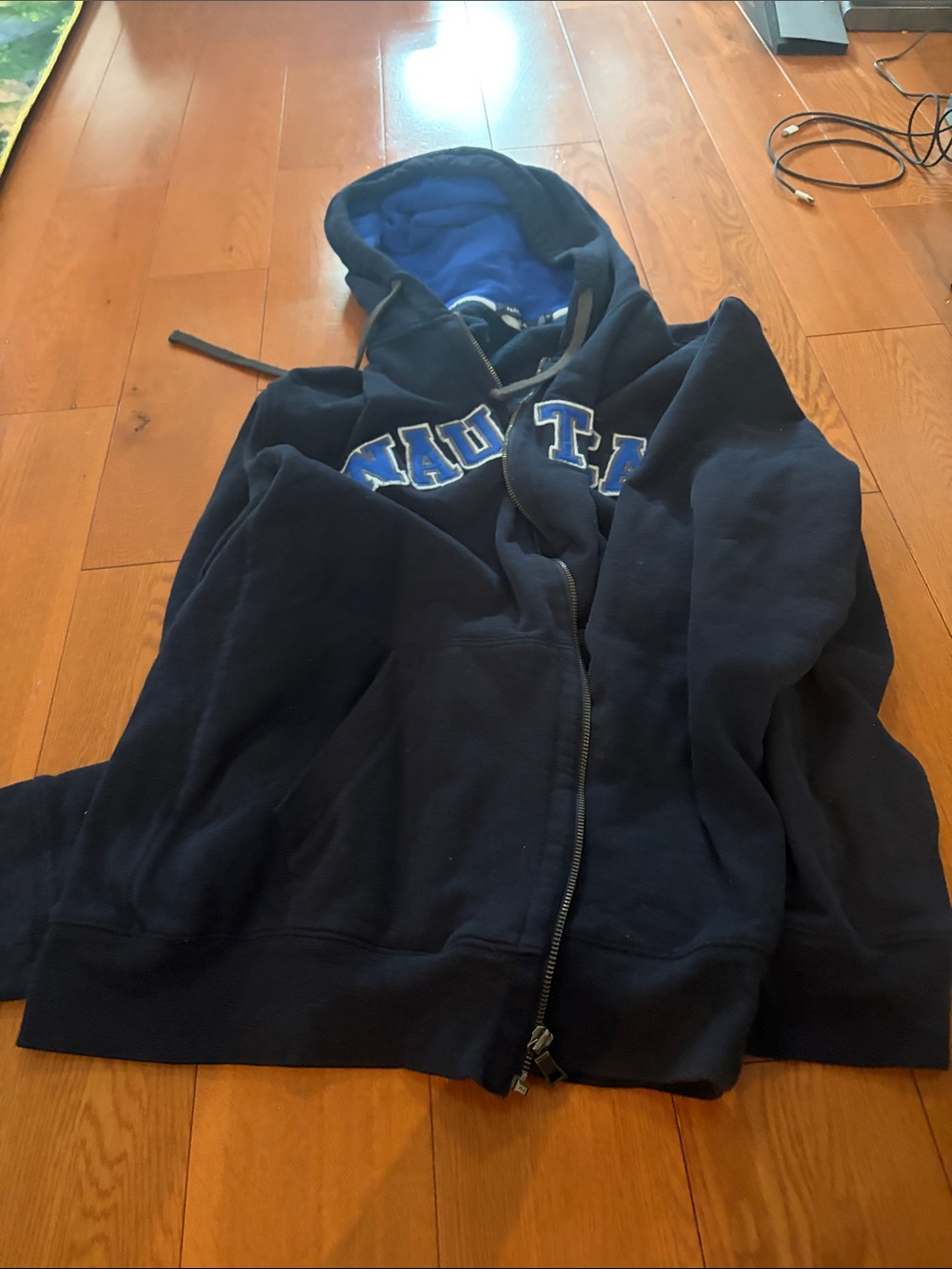 Nautica Navy Hooded Zip-Up Jacket with Blue Lining